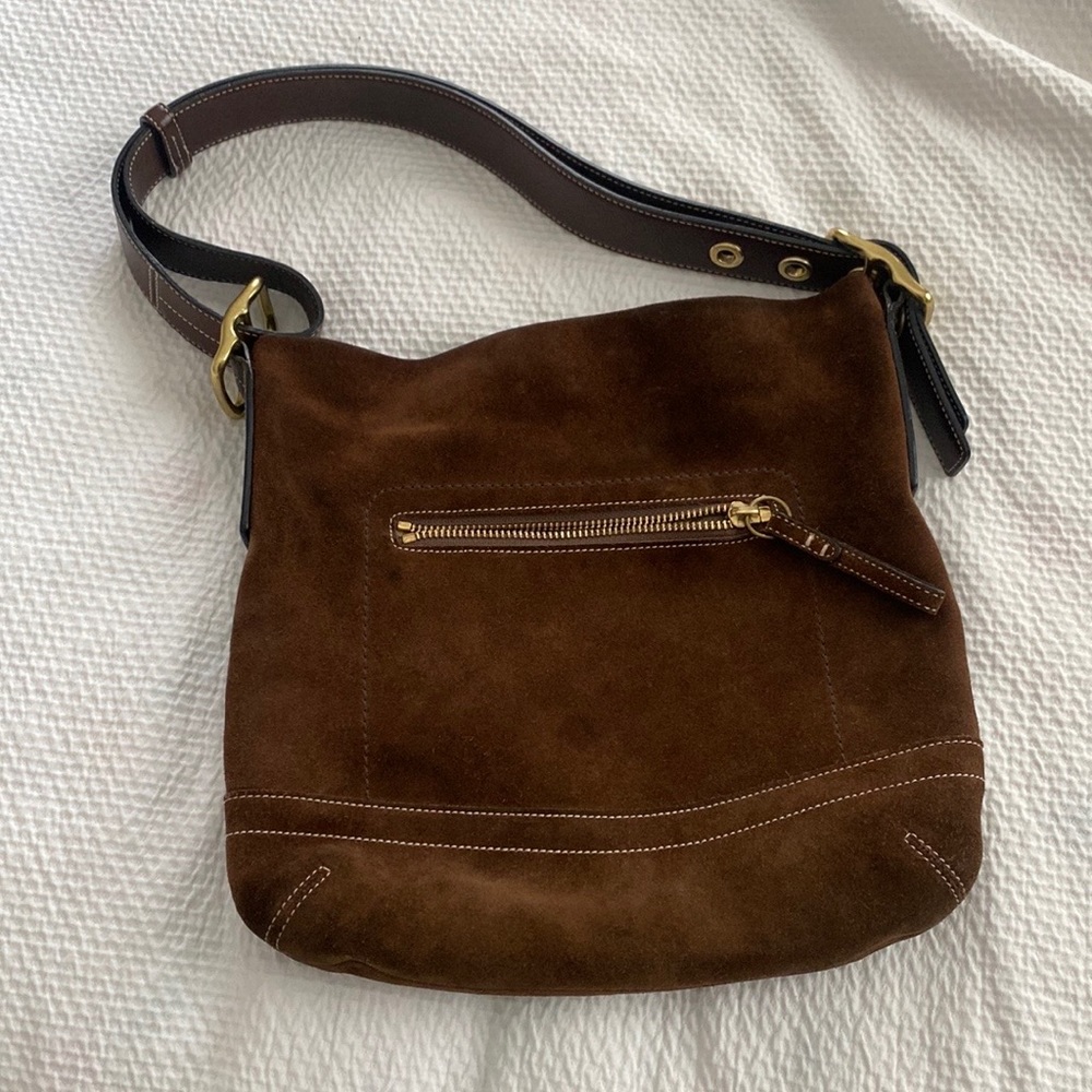 Brown suede Coach purse